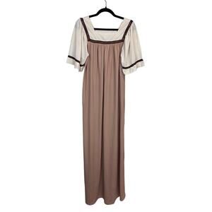 Lane Bryant Tall Shop Vintage Brown Boho Nylon Maxi Dress Crochet Lace Est 1X 2X